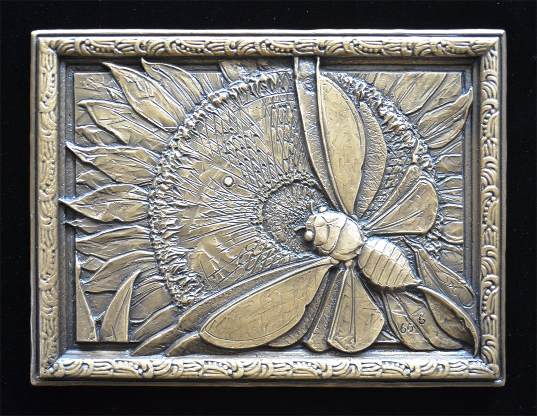 Turning Towards Autumn - Cicada and Sunflower | 6" x 8" | Edition # 6/60